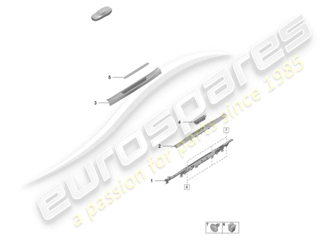 porsche 2021 (992-1 gt3/rs/st) diagrama de piezas del interior del revestimiento del miembro lateral