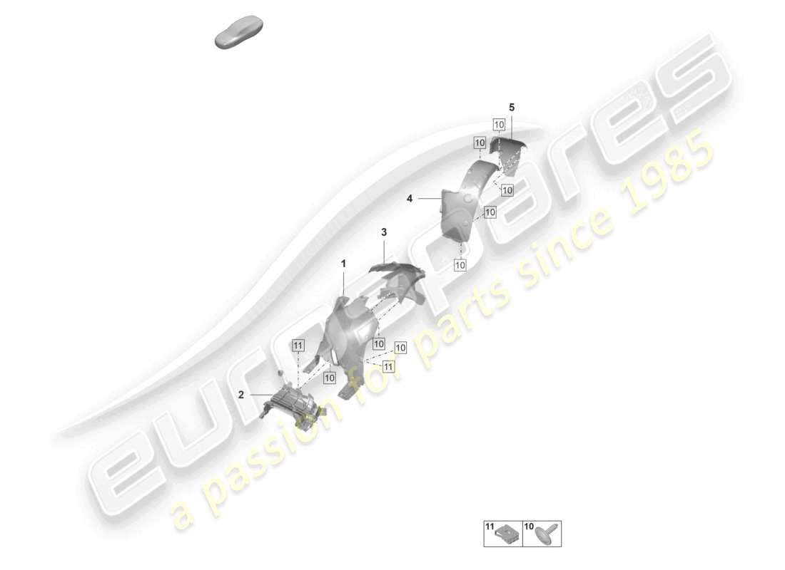 porsche 2021 (992-1 gt3/rs/st) diagrama de piezas del revestimiento de la rueda