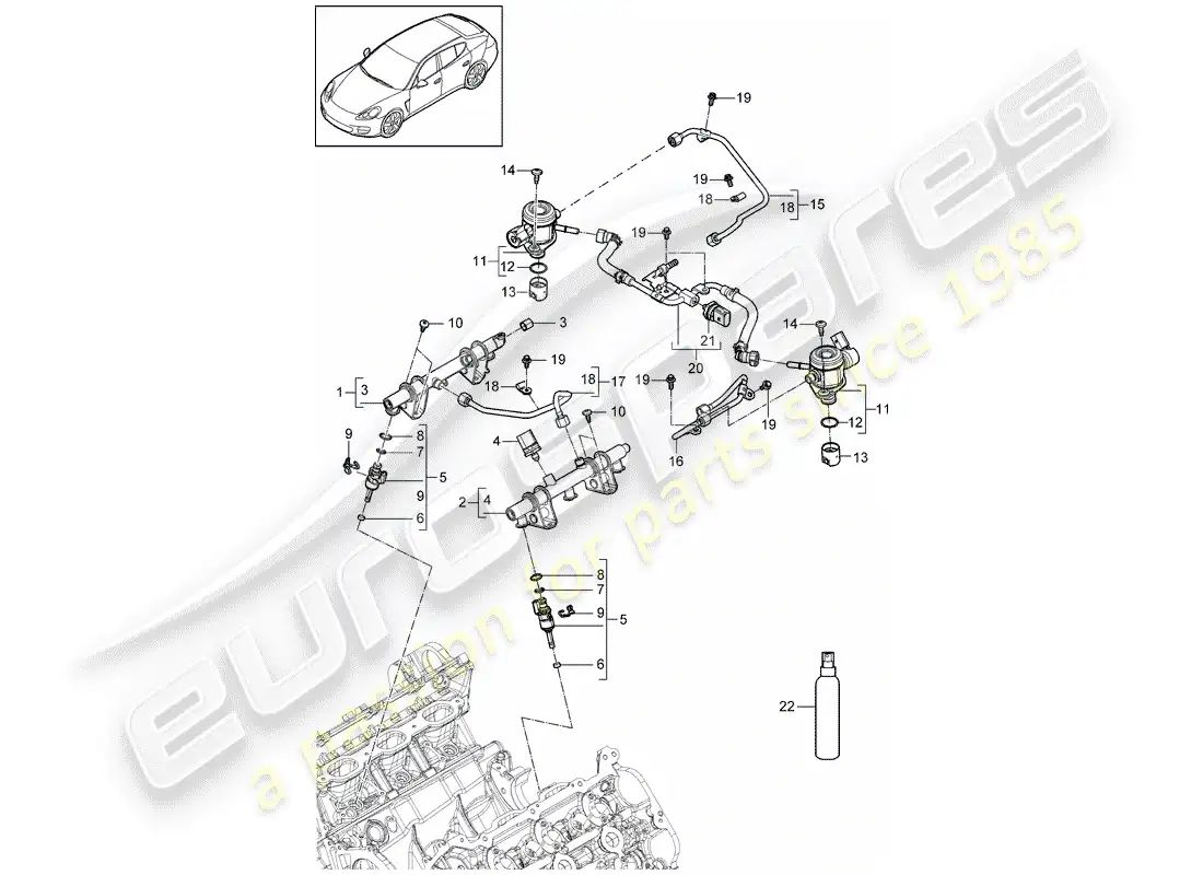porsche 2012 (panamera 970) diagrama de piezas del tubo de recogida de combustible