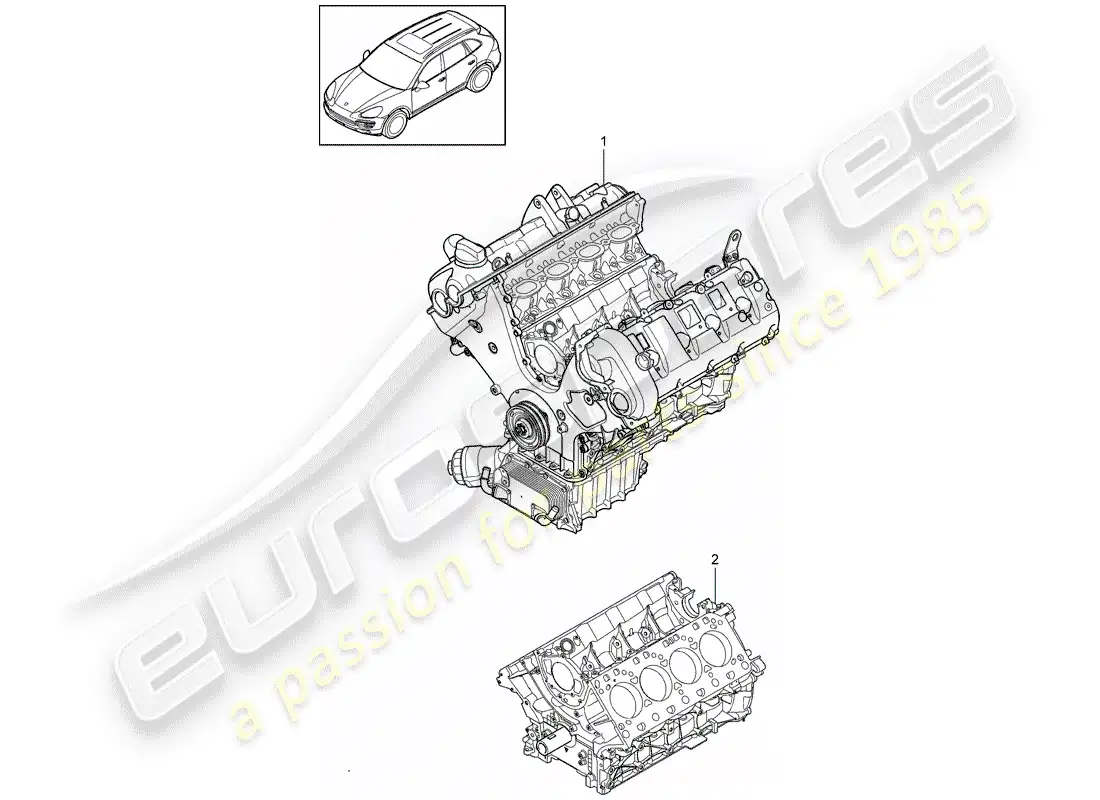 porsche 2014 (cayenne e2 92a) bloque largo diagrama de piezas