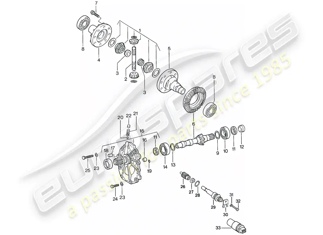 porsche 1988 (944) diferencial - transmisión automática diagrama de piezas