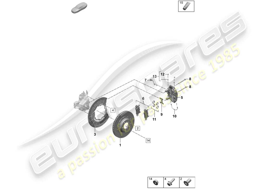 porsche 2026 (taycan 9j1-2) freno de disco 19 diagrama de piezas de neodimio del eje trasero