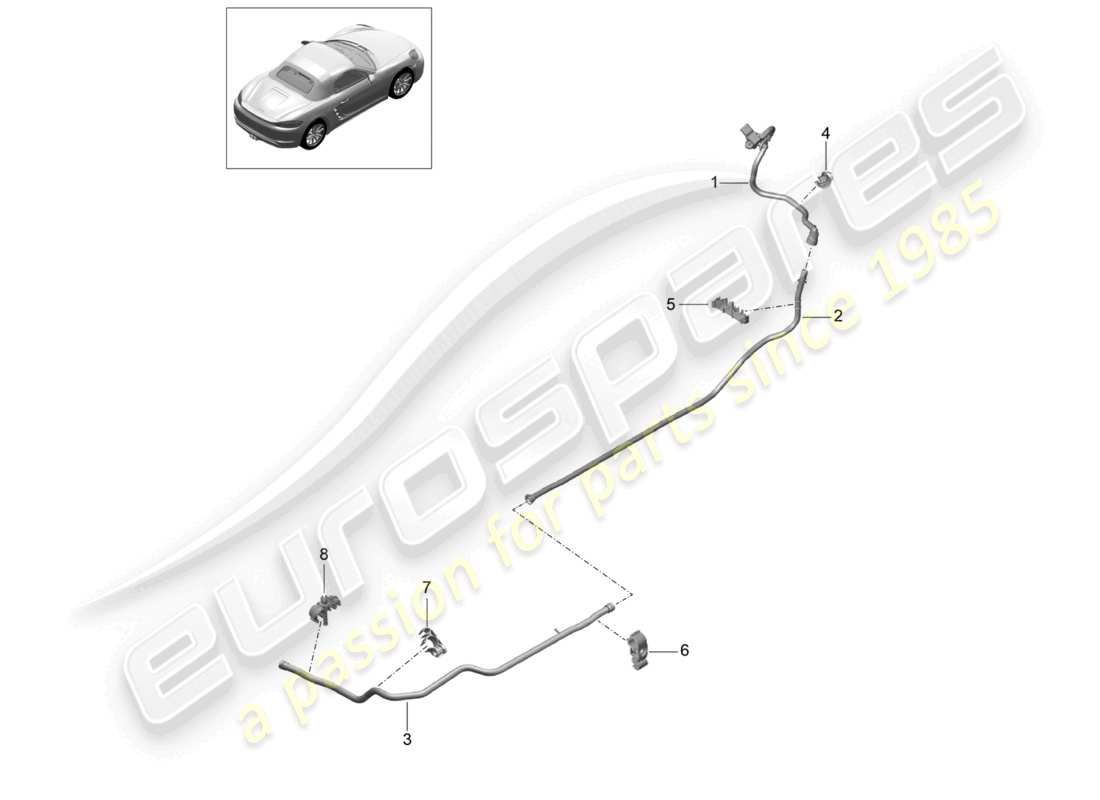 porsche 2021 (718 boxster) diagrama de piezas del servofreno delantero de la línea de vacío central trasero