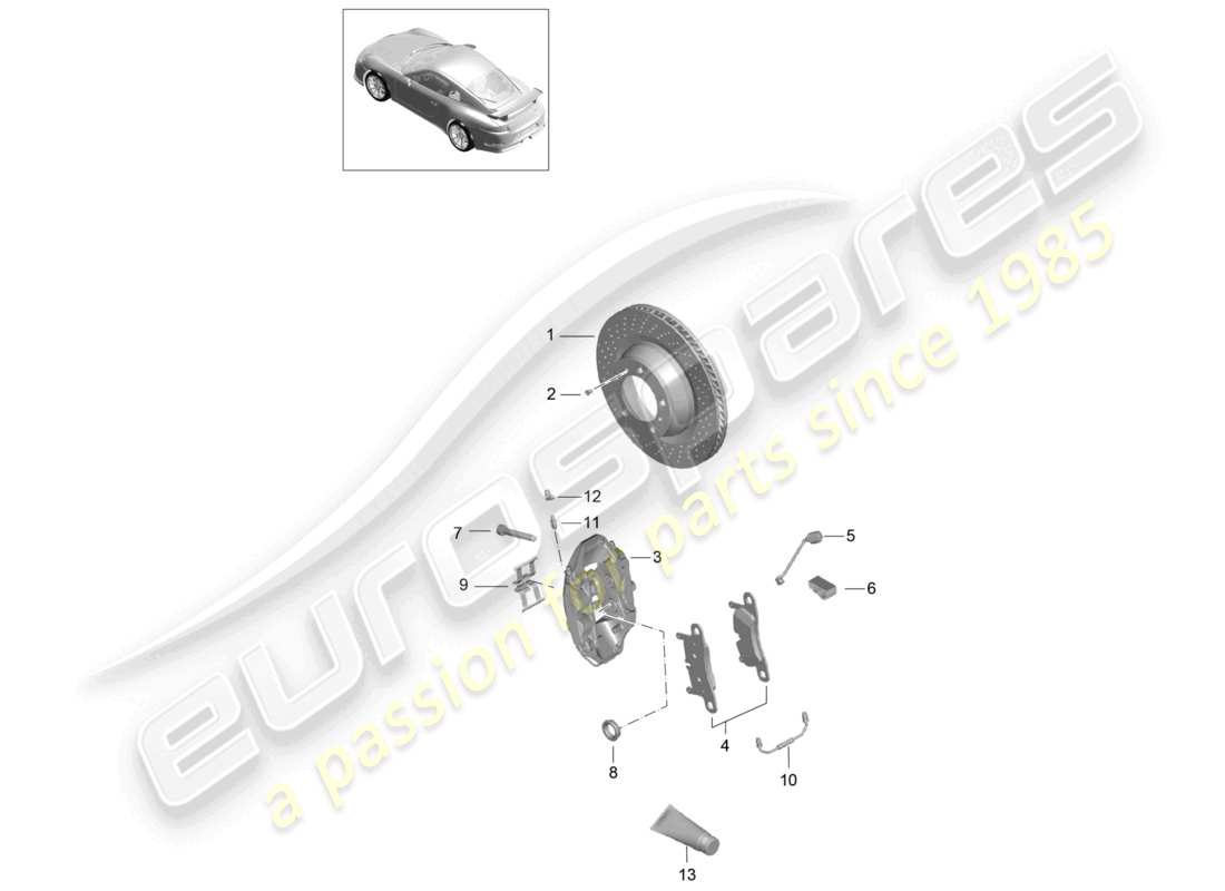 porsche 2021 (991-2 r/gt3/rs) freno de disco eje trasero d - mj 2018>> diagrama de piezas