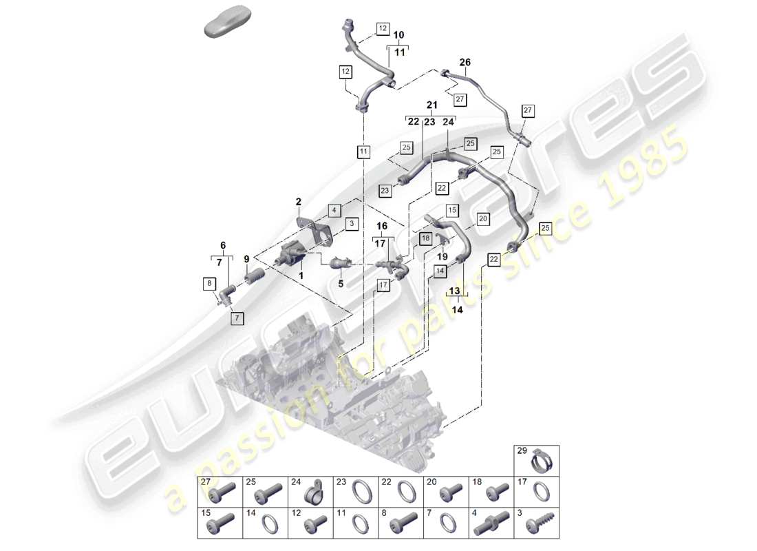 porsche 2024 (cayenne e3 pa) diagrama de piezas del sistema de refrigeración del refrigerante