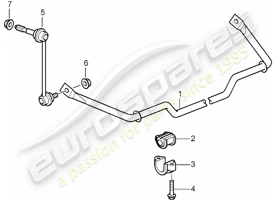 porsche 2005 (987 boxster) estabilizador diagrama de piezas