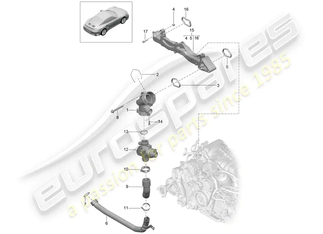 porsche 2015 (991-1 turbo) submarco diagrama de piezas
