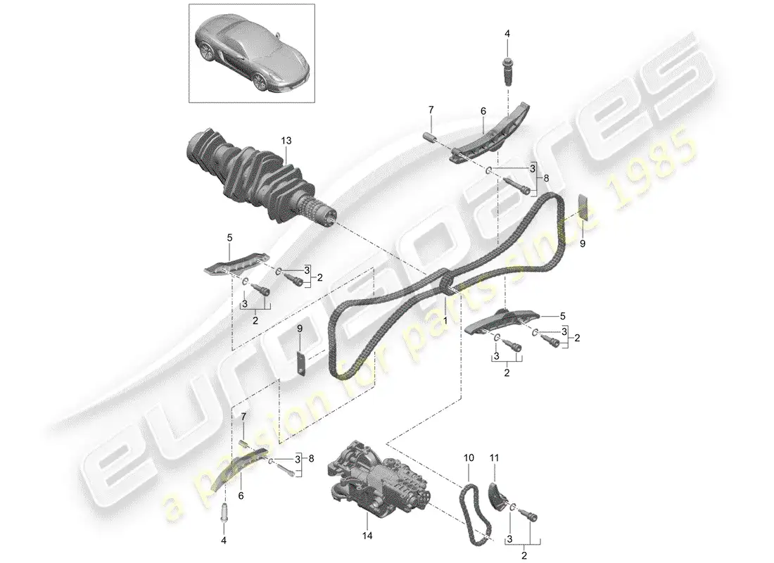 porsche 2016 (981 boxster) control de válvula diagrama de piezas