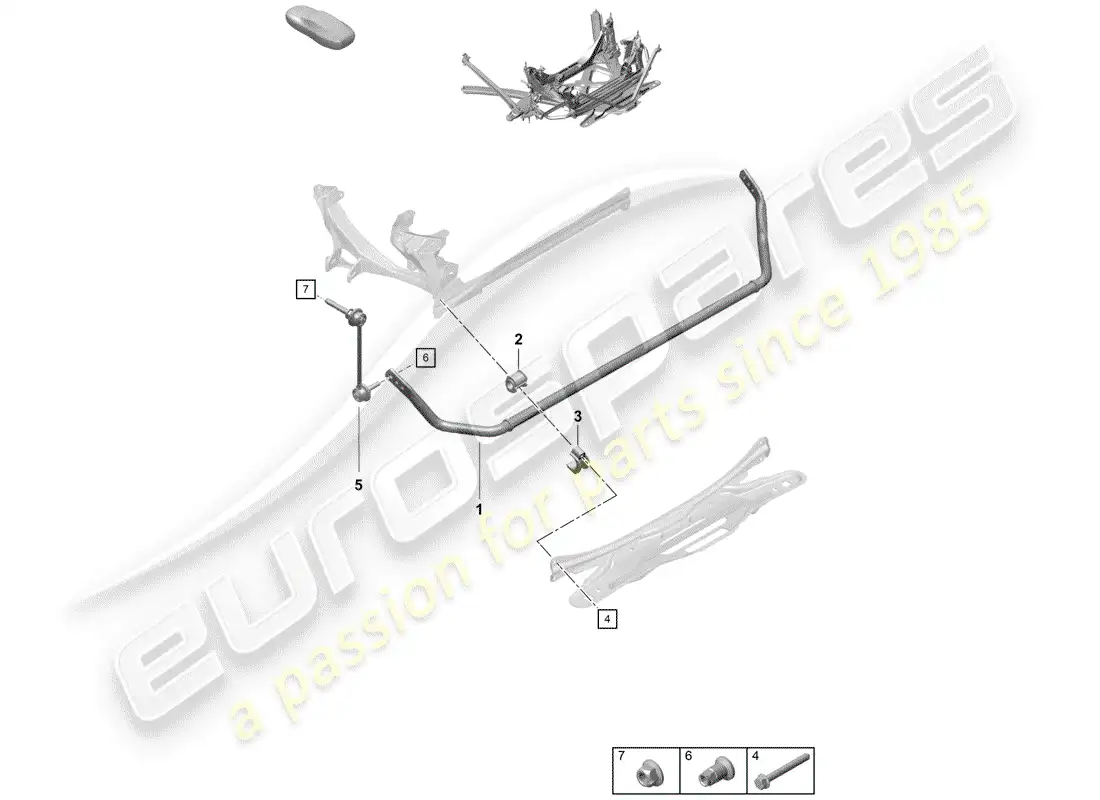 porsche 2020 (718 boxster spyder) estabilizador diagrama de piezas