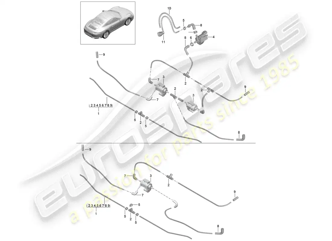 porsche 2020 (991-2) filtro de aire diagrama de piezas