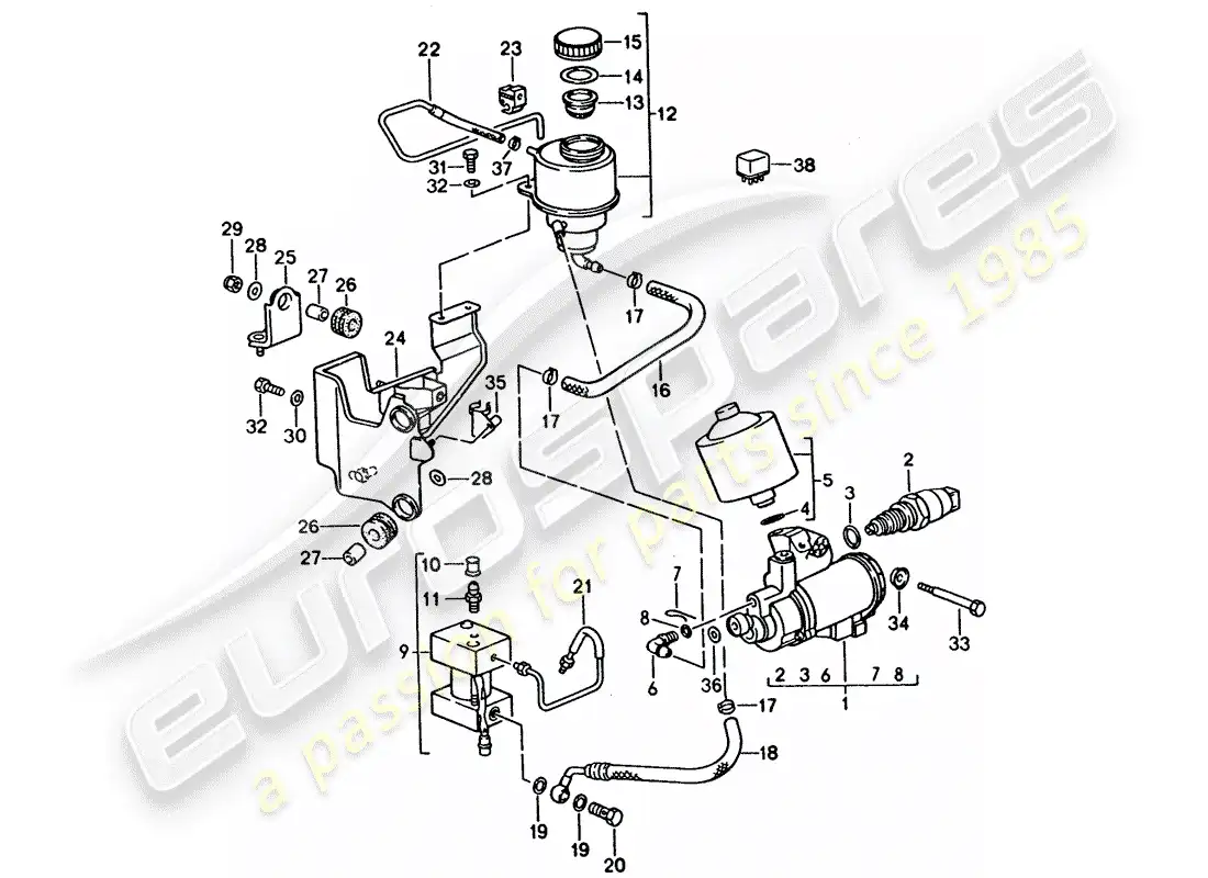 porsche 1992 (928) transmisión automática - control de bloqueo 1 diagrama de piezas