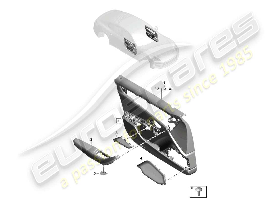 porsche 2024 (panamera 976) panel de puerta puertas delanteras club de cuero diagrama de piezas