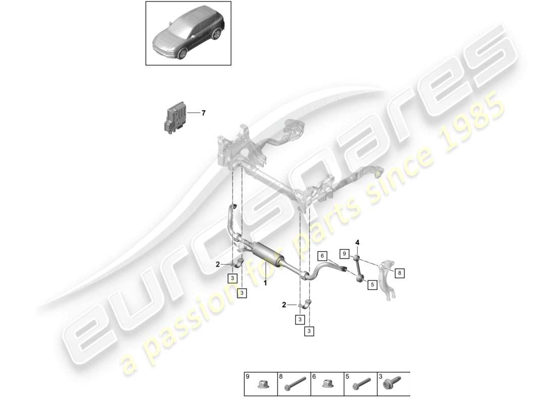 porsche 2021 (cayenne e3 9ya/9yb) barra antivuelco diagrama de piezas