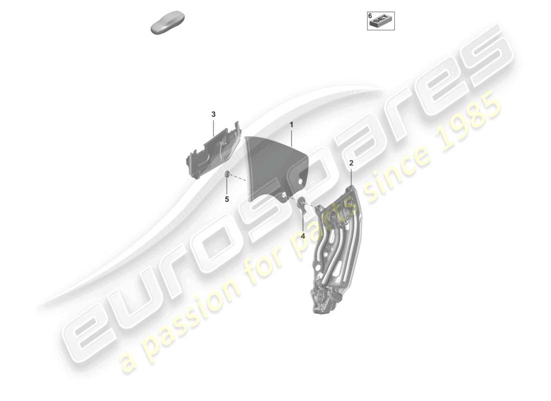 porsche 2025 (992-2 turbo / s) diagrama de piezas de la ventana lateral