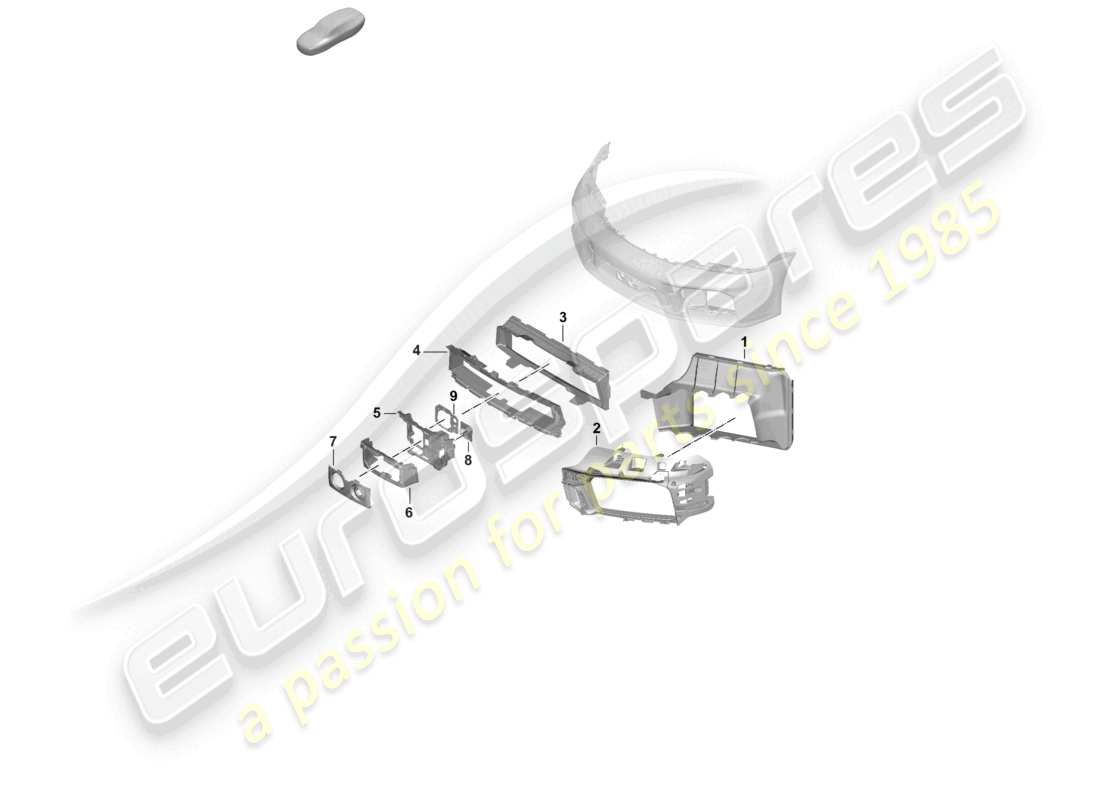 porsche 2025 (992-2) diagrama de piezas de la guía de aire del parachoques delantero y piezas individuales