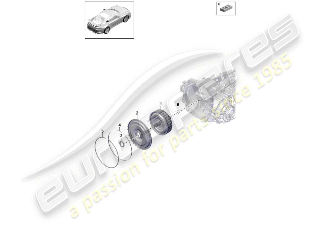 porsche 2021 (991-2 r/gt3/rs) - pdk - diagrama de piezas del embrague de la caja de cambios para caja de cambios de doble embrague