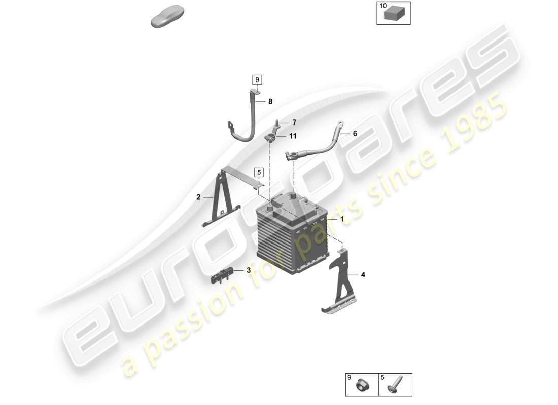 porsche 2025 (taycan 9j1-2) diagrama de partes de la batería de litio