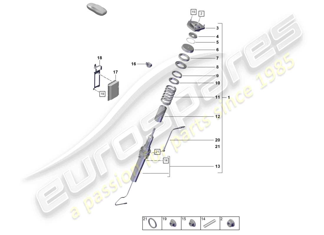 porsche 2023 (718 boxster spyder) diagrama de piezas del amortiguador de vibraciones del eje delantero