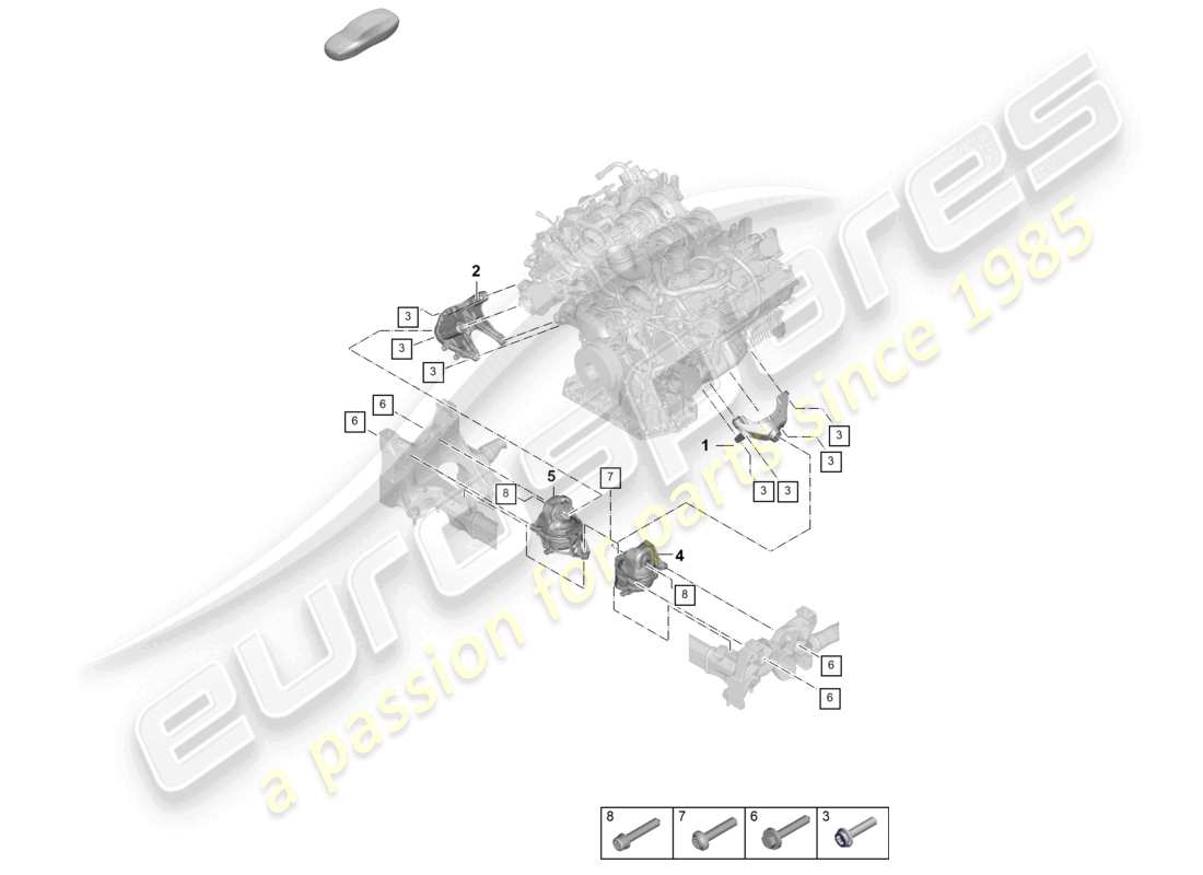 porsche 2024 (cayenne e3 pa) aparejo de elevación del motor consola inferior para montaje del motor diagrama de piezas de montaje del motor