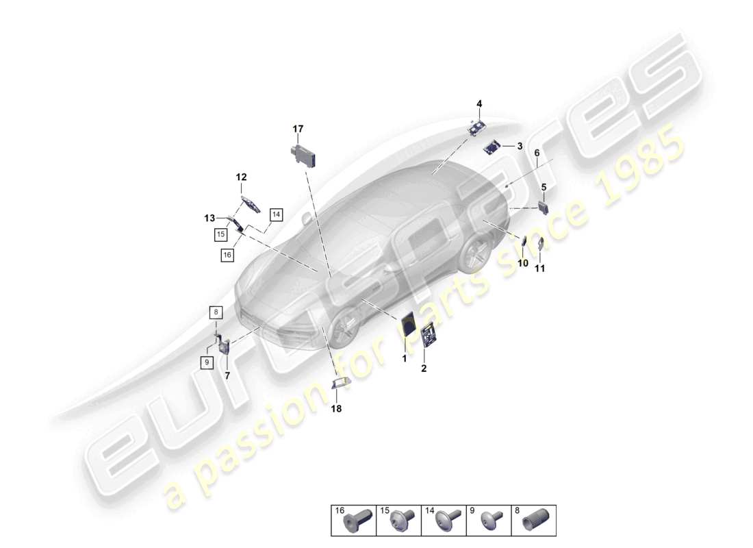 porsche 2024 (panamera 976) unidad de control (bcm) para sistema de conversión y fuente de alimentación ob unidad de control para apertura de puerta de garaje unidad de control para regulación de distancia para vehículos con asistencia de cambio de carril diagrama de piezas
