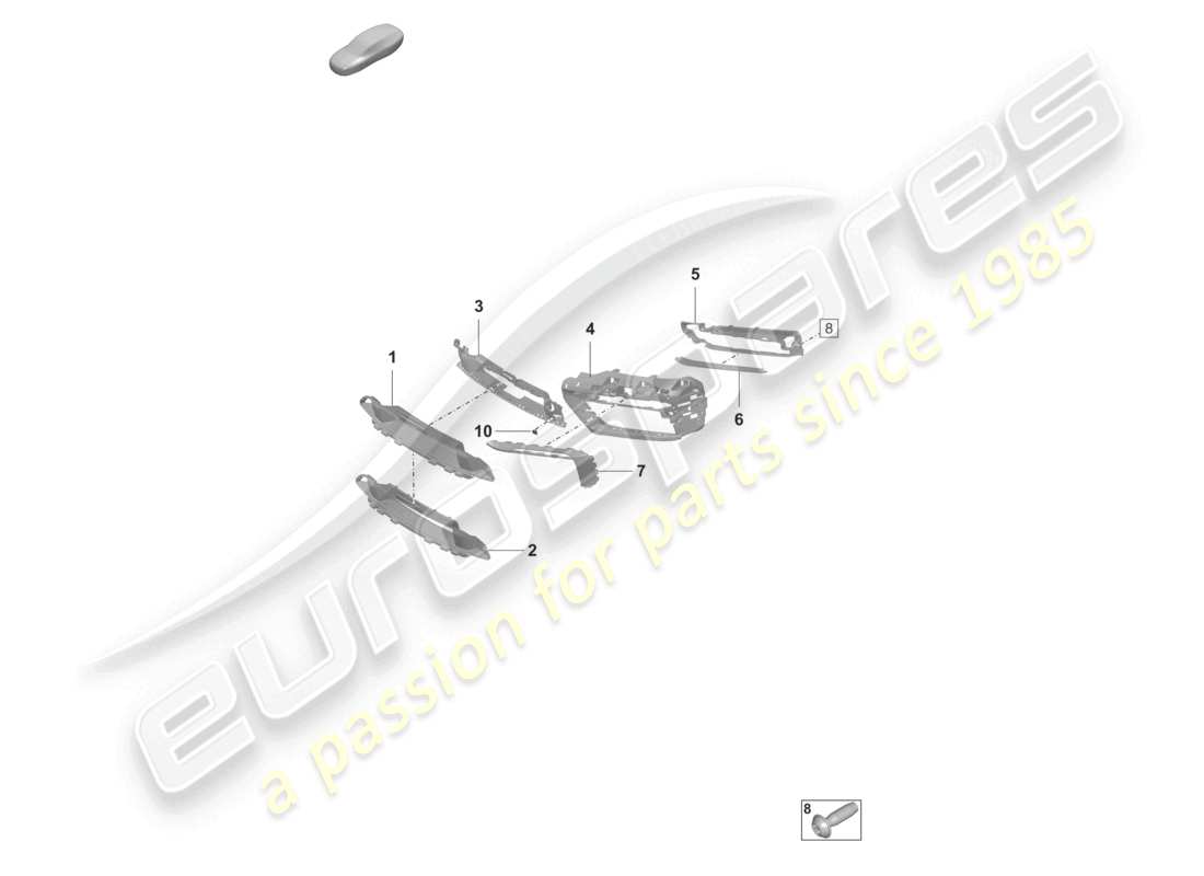 porsche 2024 (992-1) diagrama de piezas del paquete sport design del parachoques delantero con guía de aire