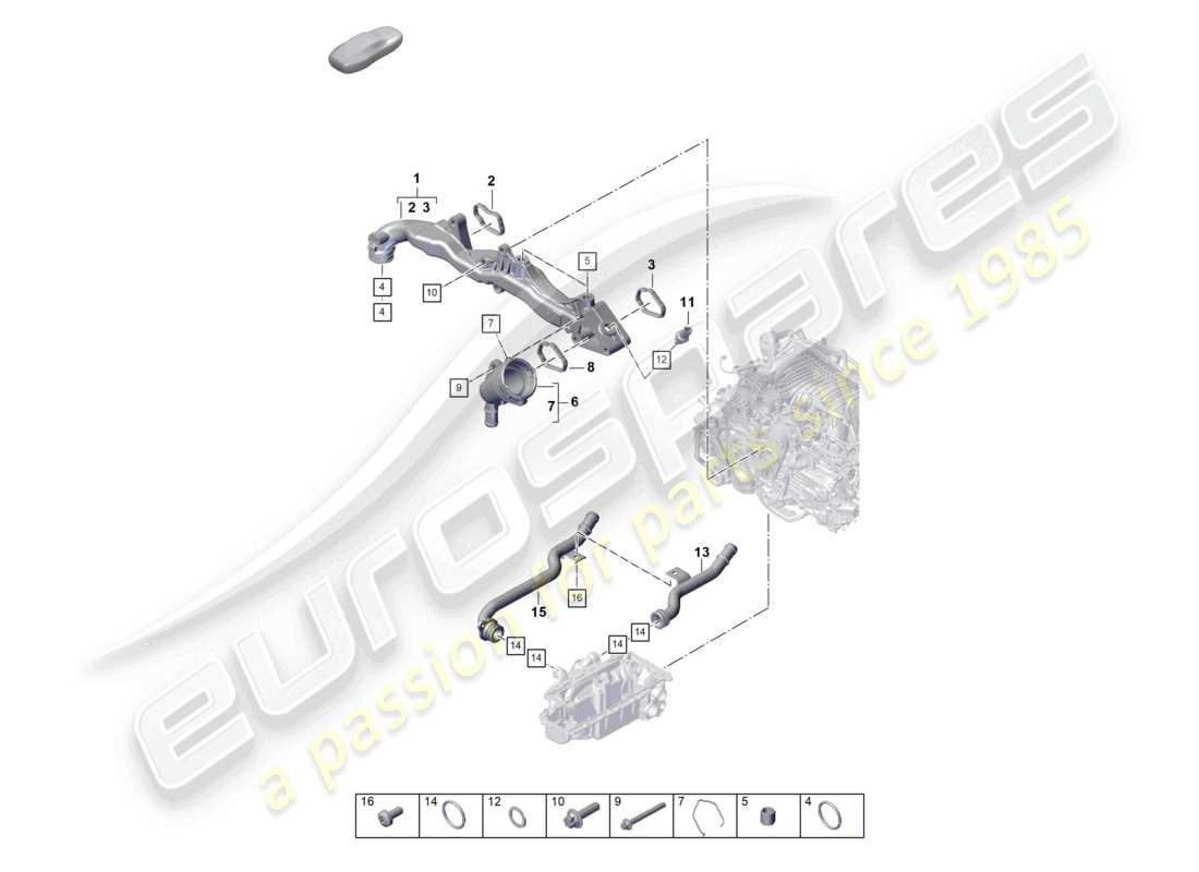 porsche 2023 (992-1 gt3/rs/st) portador de conjunto tubo de refrigerante diagrama de piezas