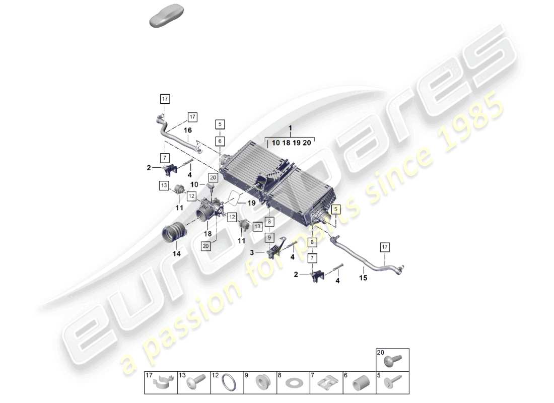 porsche 2024 (992-2) diagrama de piezas del enfriador de aire de carga