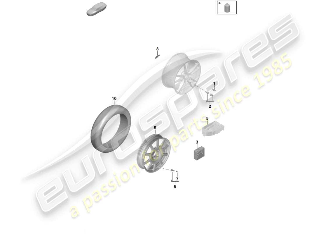 porsche 2024 (panamera 976) diagrama de piezas de llantas de aleación de piezas individuales