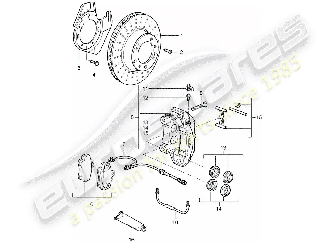 porsche 2006 (997-1) frenos de disco diagrama de piezas