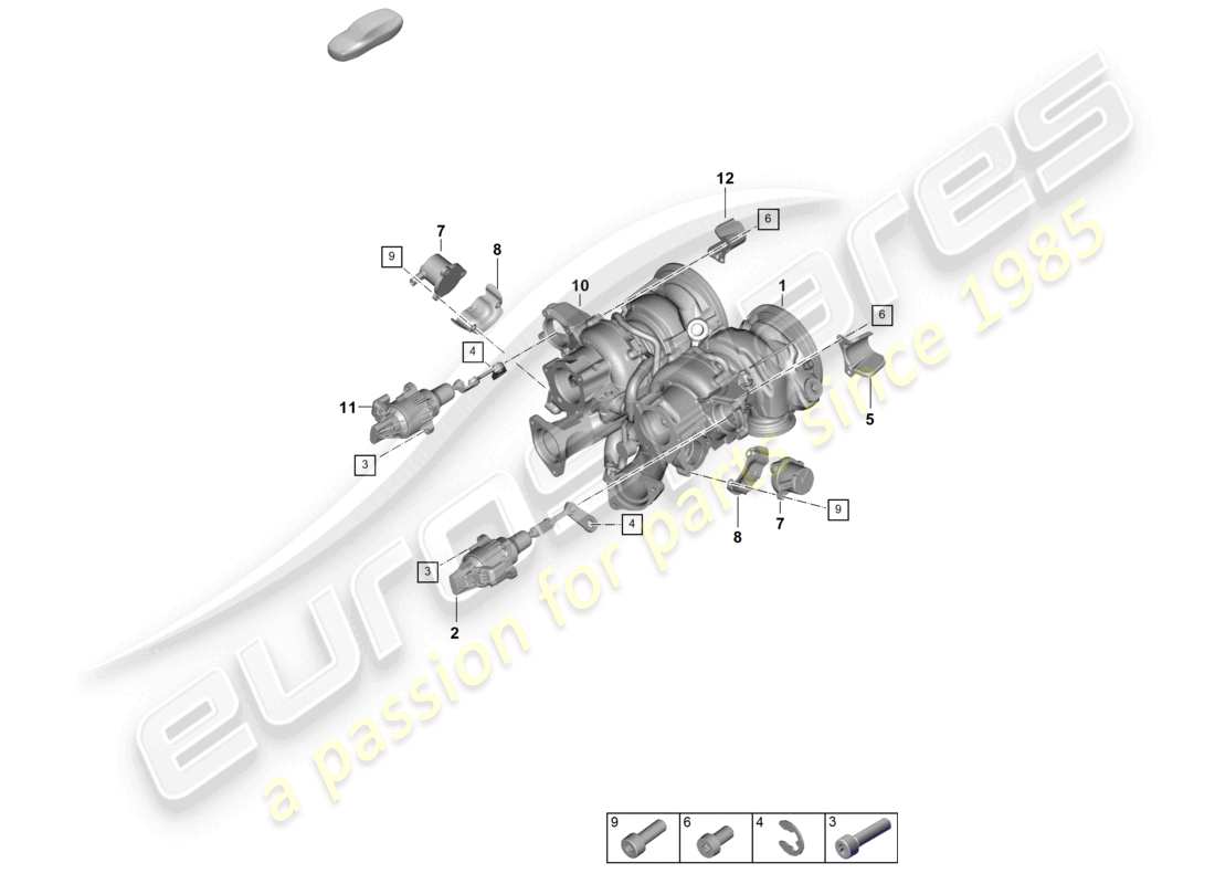 porsche 2025 (cayenne e3 pa) turbocompresor de gases de escape piezas individuales diagrama de piezas