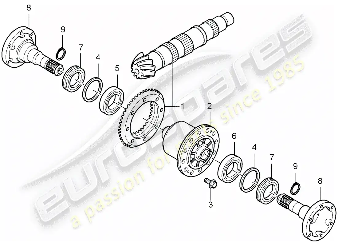 porsche 2004 (986 boxster) diferencial - eje trasero diagrama de piezas