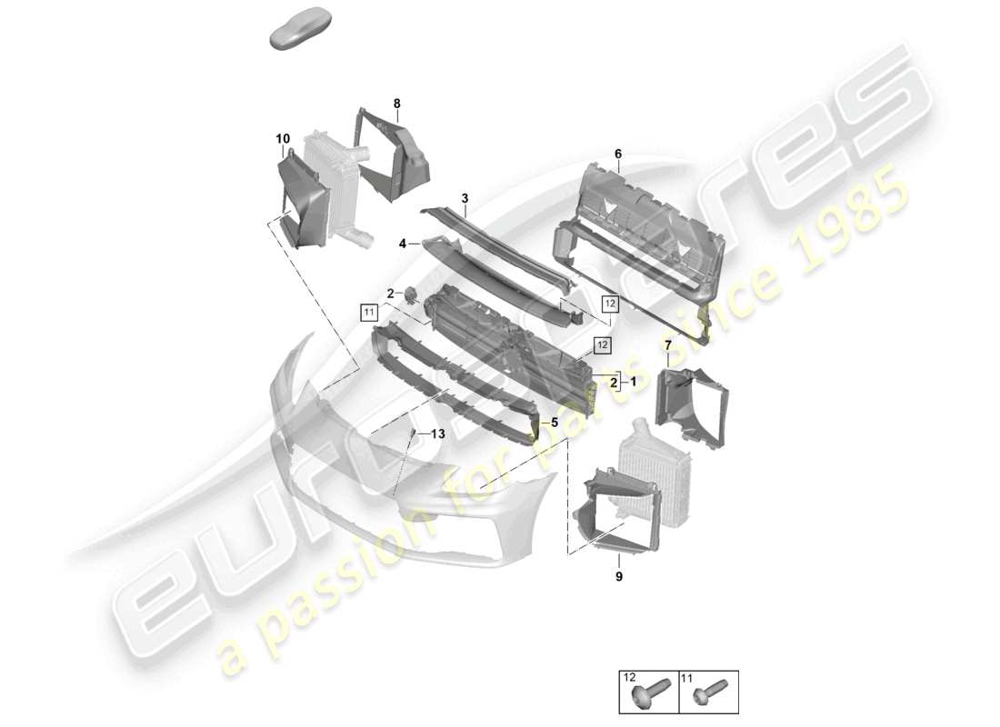 porsche 2024 (panamera 976) diagrama de piezas de la guía de aire y el paquete de discos