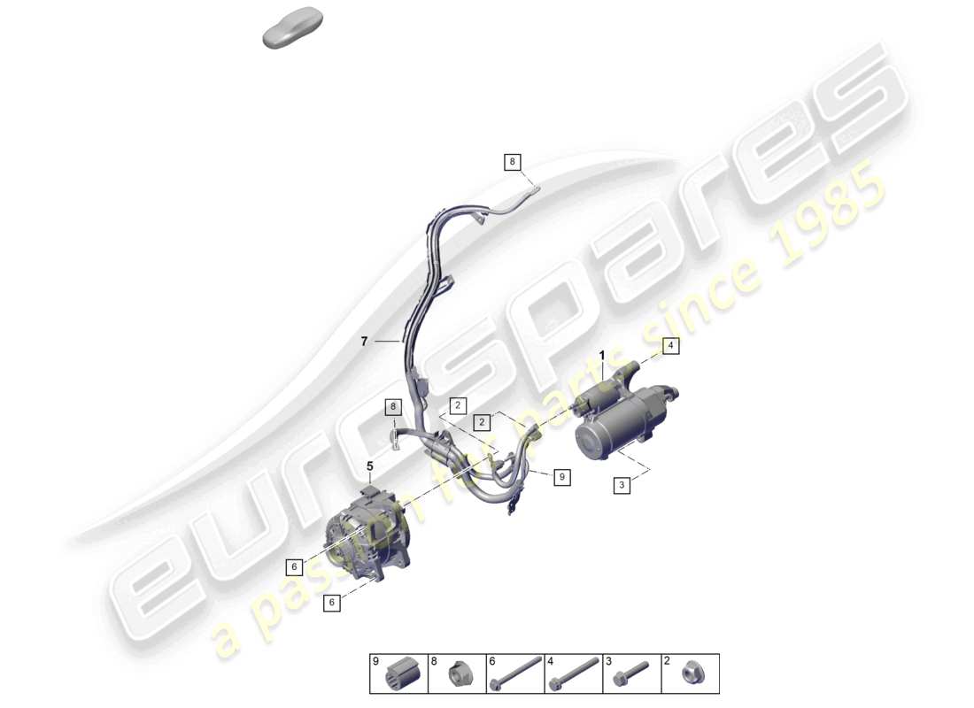 porsche 2024 (cayenne e3 pa) diagrama de piezas del alternador de arranque
