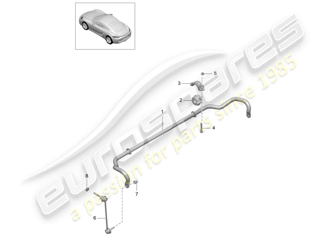 porsche 2021 (718 cayman) diagrama de piezas de la barra estabilizadora