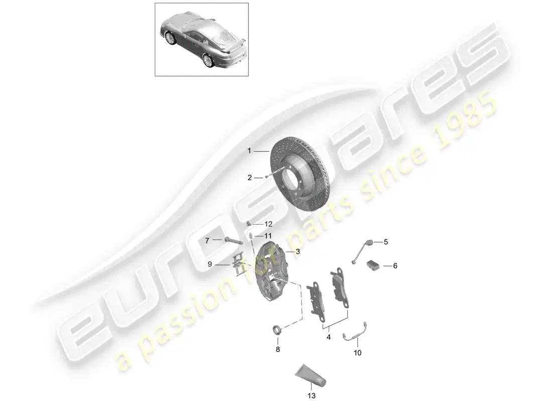 porsche 2015 (991-1 r/gt3/rs) frenos de disco diagrama de piezas