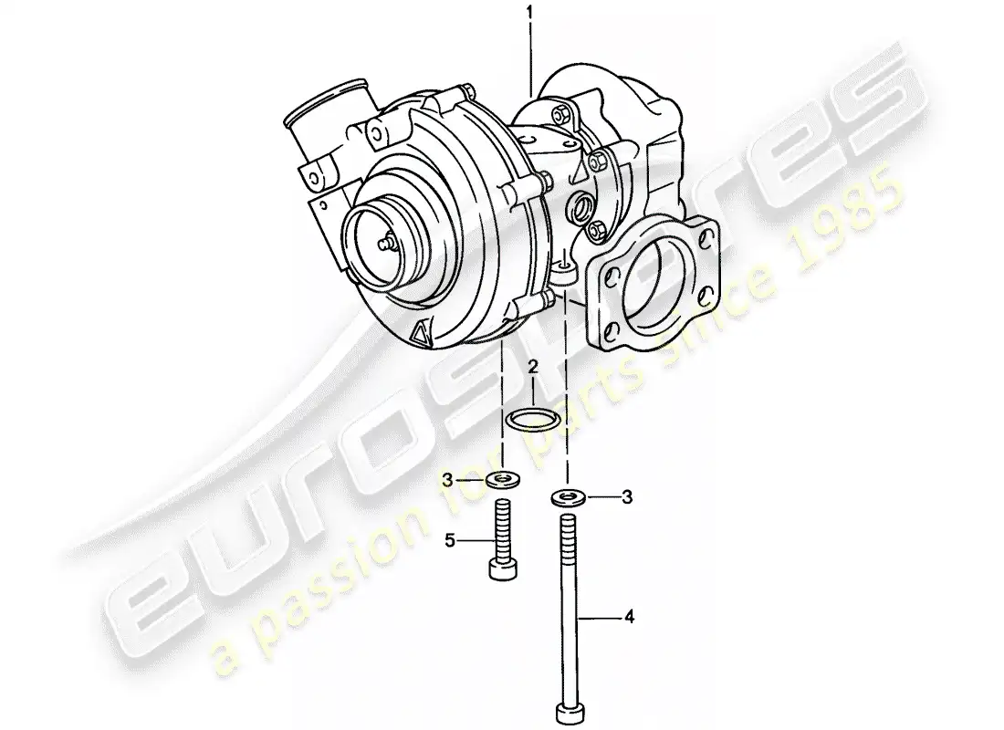 porsche 1988 (944) turbocompresor de gases de escape diagrama de piezas