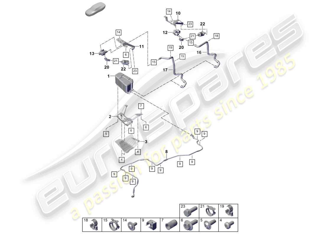 porsche 2024 (cayenne e3 pa) diagrama de piezas del recipiente de carbón activado
