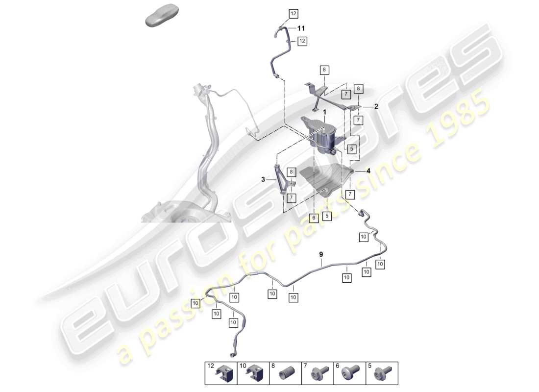 porsche 2024 (cayenne e3 pa) contenedor de carbón activado diagrama de piezas