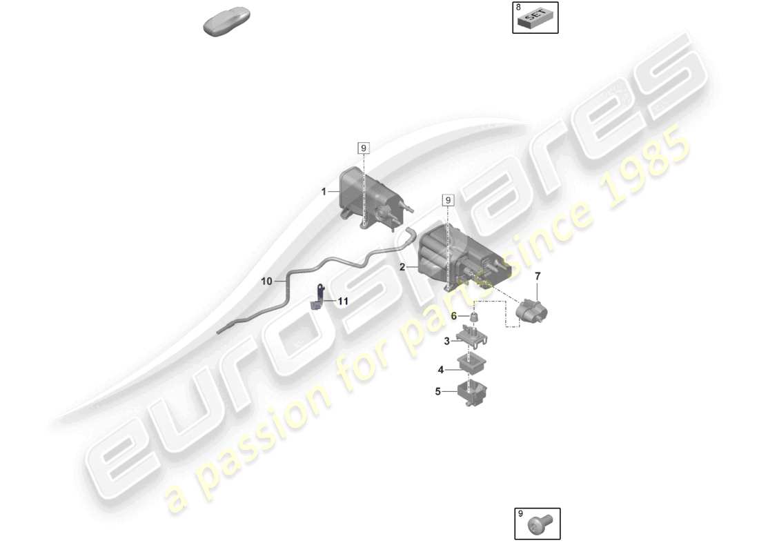 porsche 2024 (992-2) diagrama de piezas del recipiente de carbón activado