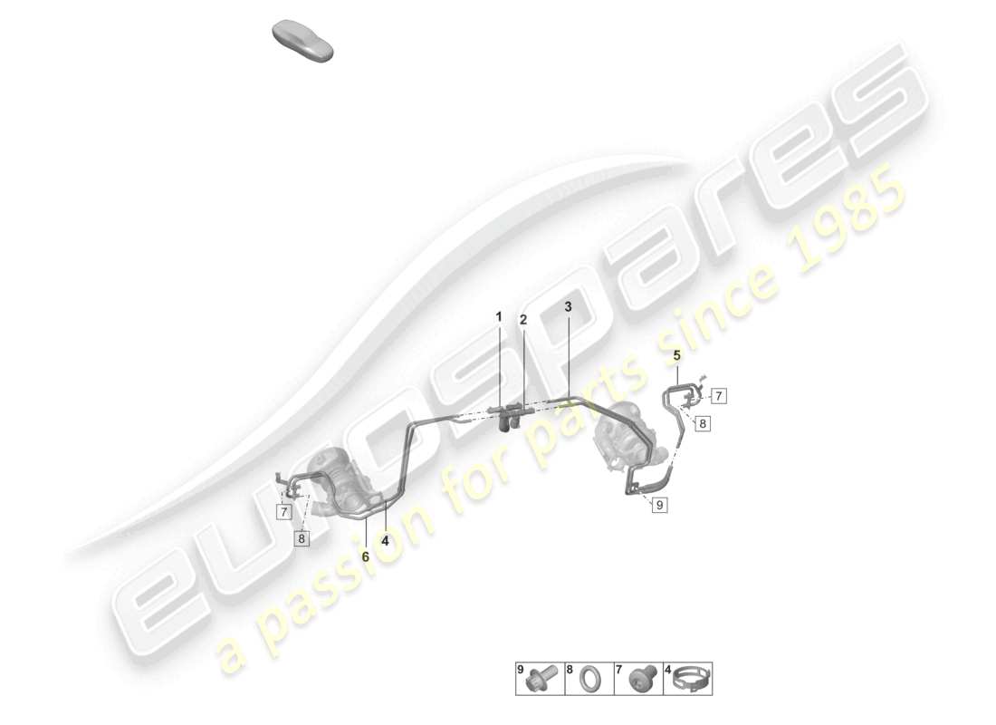 porsche 2024 (992-2) diagrama de piezas del tubo de refrigerante del turbocompresor de gases de escape