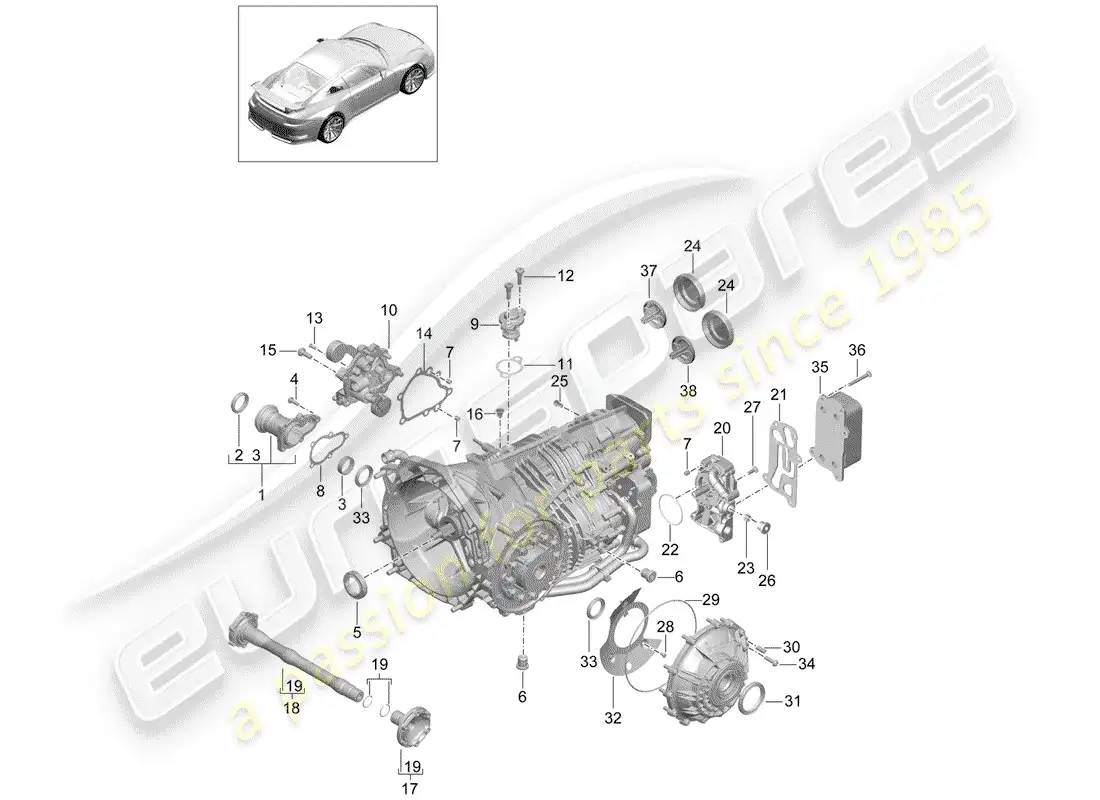 porsche 2014 (991-1 r/gt3/rs) manual gearbox diagrama de piezas