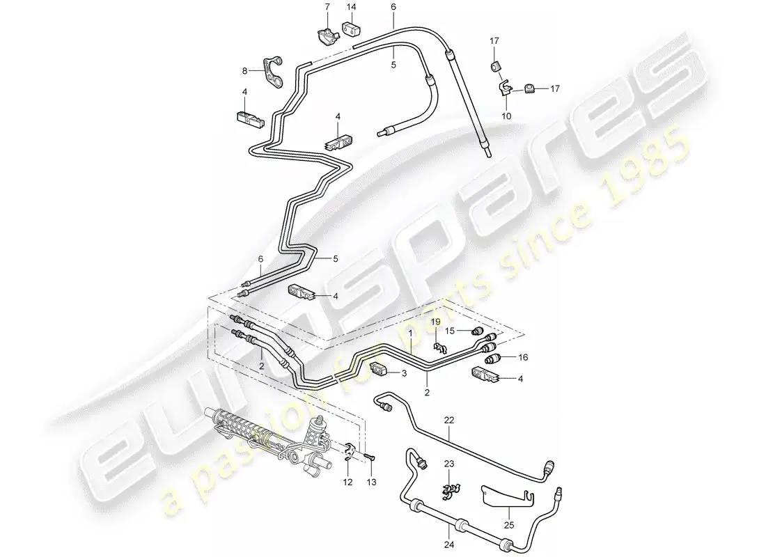 porsche 2007 (997-1 turbo / gt2) dirección asistida diagrama de piezas
