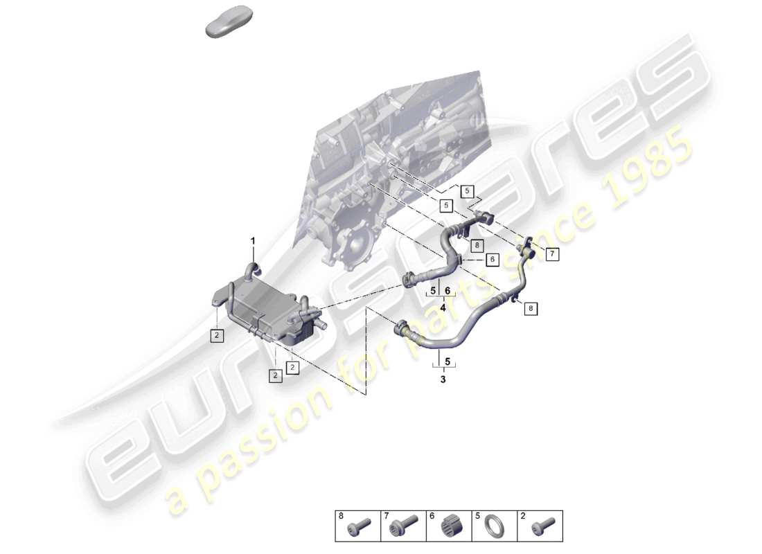 porsche 2024 (cayenne e3 pa) 8-speed caja de cambios automática para tracción en las cuatro ruedas enfriador de aceite de engranajes diagrama de piezas del tubo de aceite