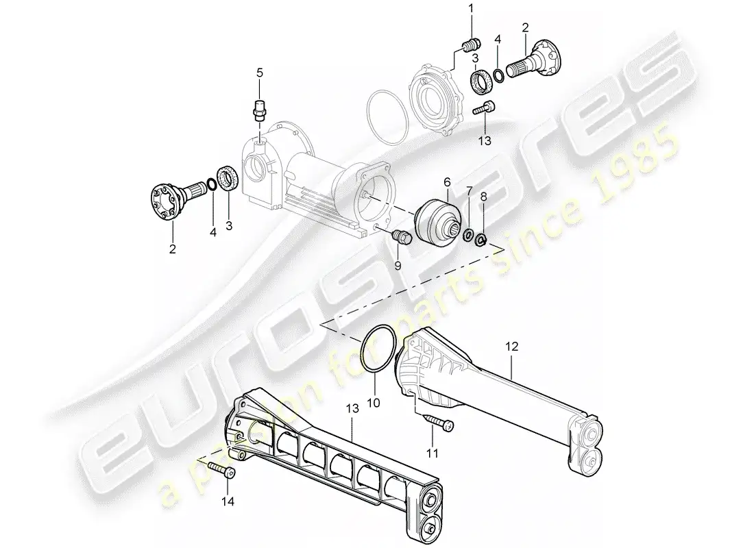 porsche 2005 (997-1) diferencial del eje delantero diagrama de piezas