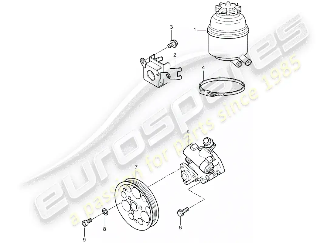 porsche 2005 (carrera gt) dirección asistida - bomba de dirección asistida - depósito de aceite diagrama de piezas