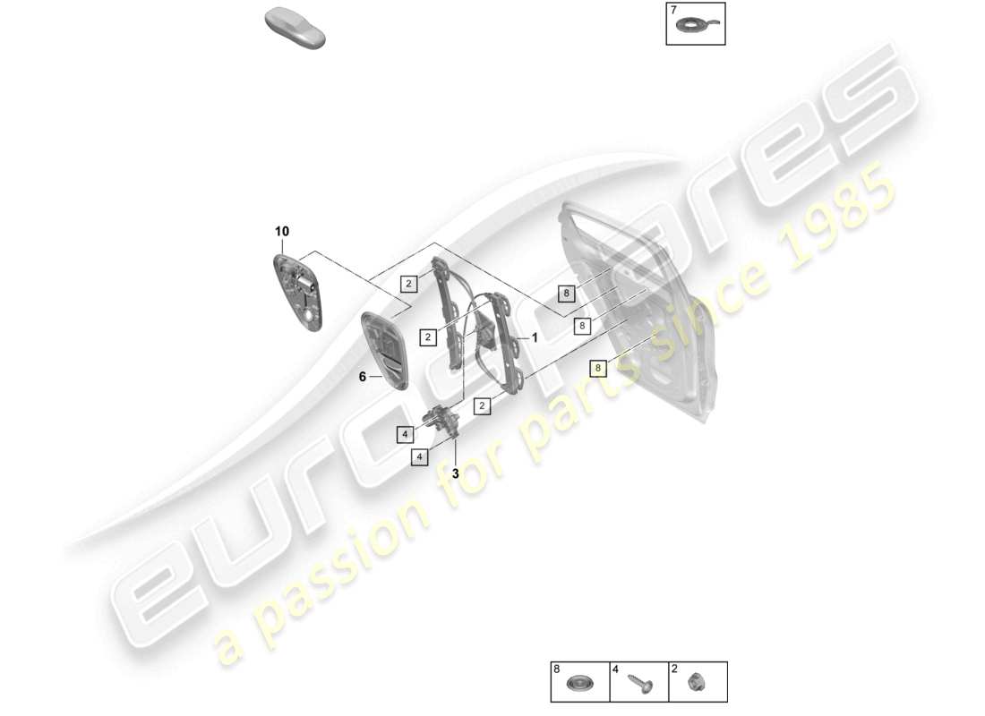 porsche 2023 (cayenne e3 pa) diagrama de piezas del soporte del conjunto del regulador de ventana trasero del cupé