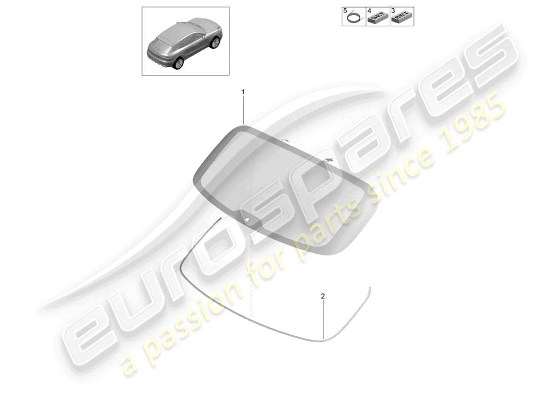 porsche 2021 (macan) la ventana trasera diagrama de piezas