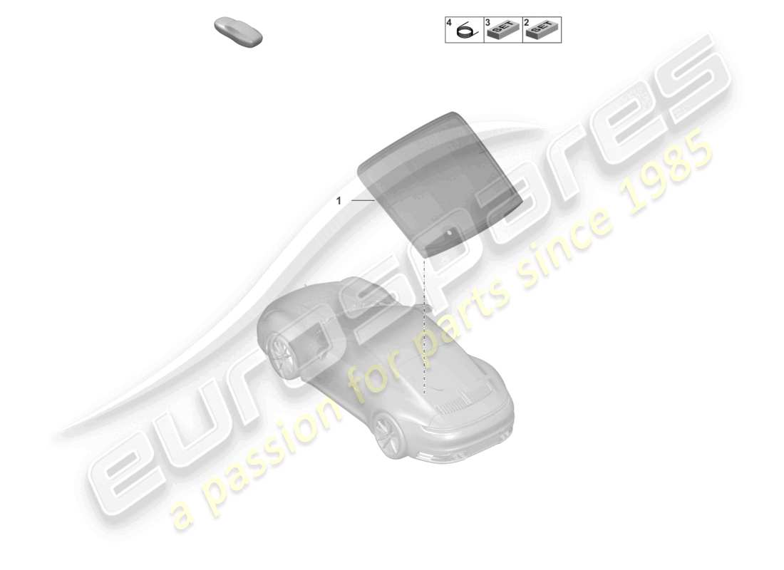 porsche 2021 (992-1) diagrama de piezas de la ventana trasera