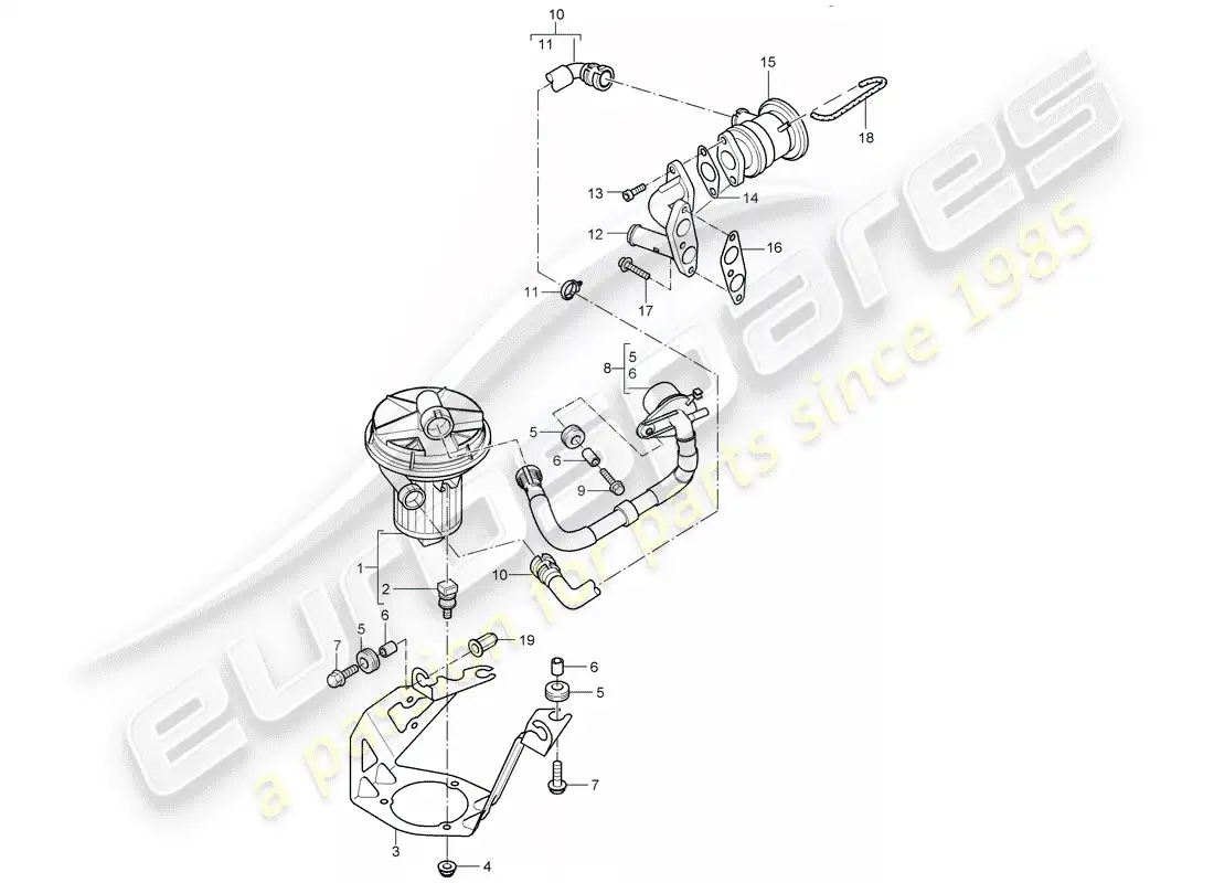 porsche 2004 (cayenne e1 9pa) bomba de aire secundario diagrama de piezas