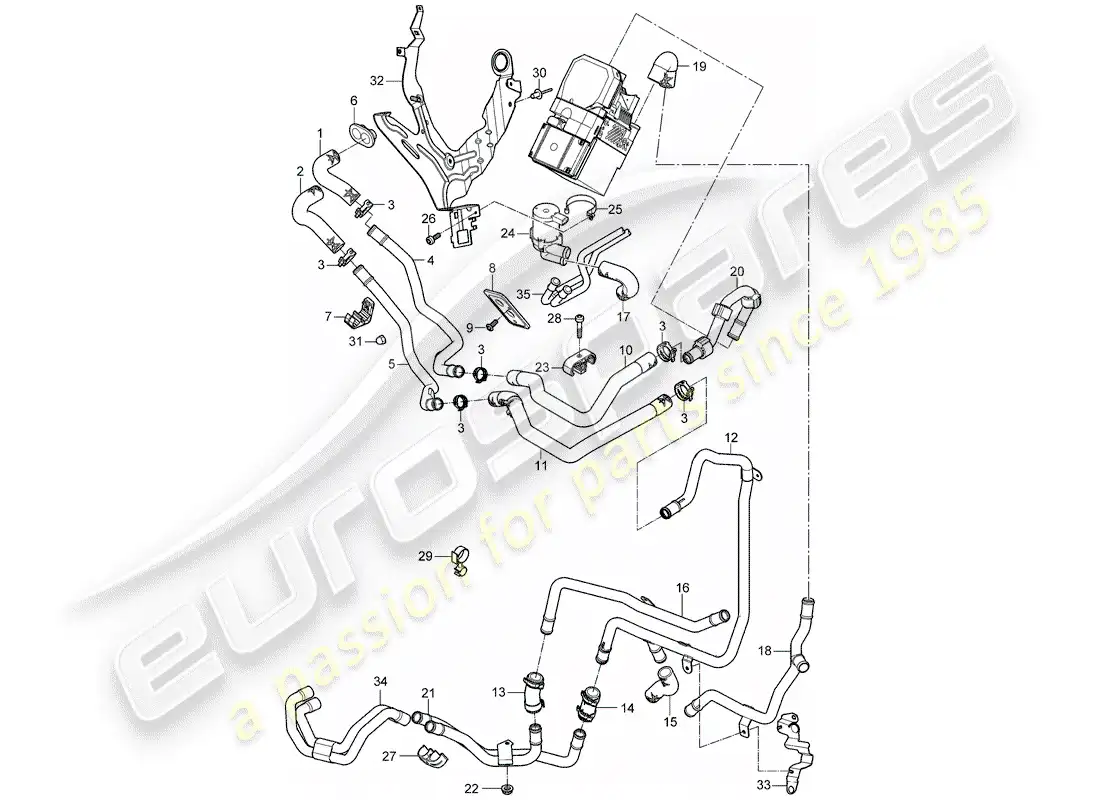 porsche 2007 (cayenne e1 9pa) calentador diagrama de piezas